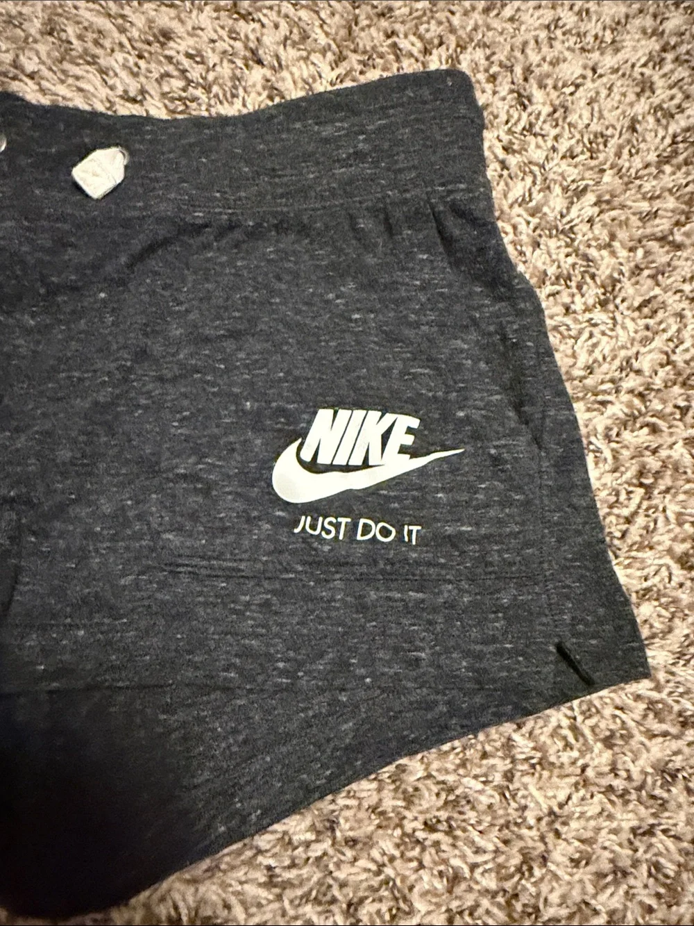 Nike Black Heather Logo Lounge Shorts with White Drawstring